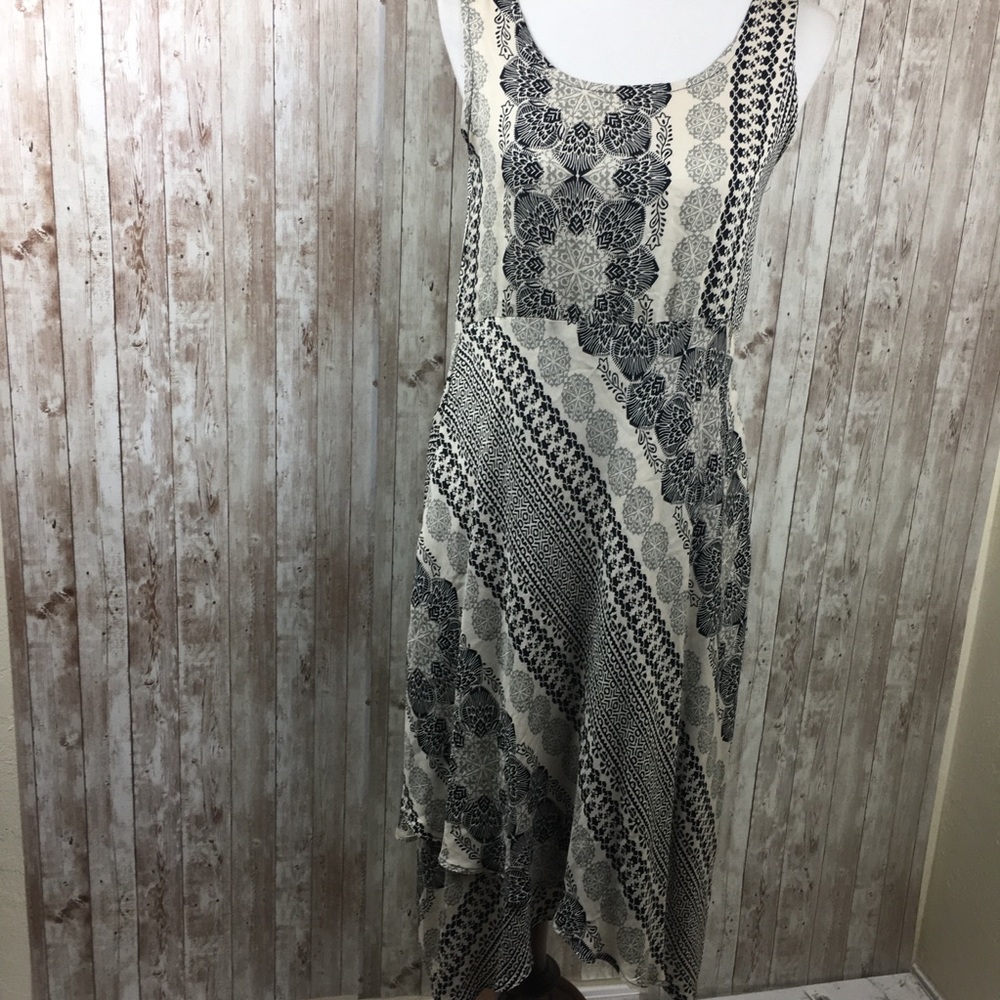 Apropos White Black Pattern Asymmetrical Dress